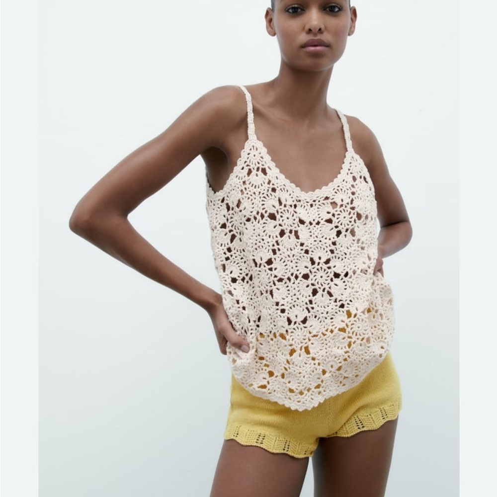 Zara Cream Crochet Women Top